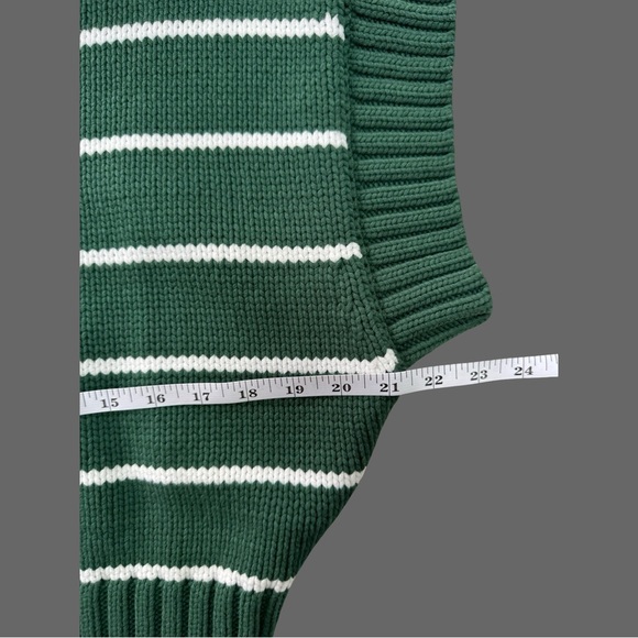 Zenana Outfitters Forest Green and Cream Striped Turtleneck Sweater - Picture 5 of 5